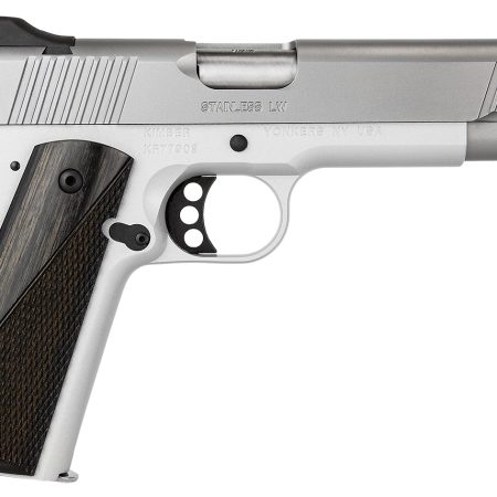 Kimber Mfg, Inc 3700593 LW Arctic 45 ACP 8+1 5" Stainless Match Grade Barrel, Silver Serrated Stainless Steel Slide, Silver Aluminum Frame w/Beavertail, Black/Gray Laminate Grip