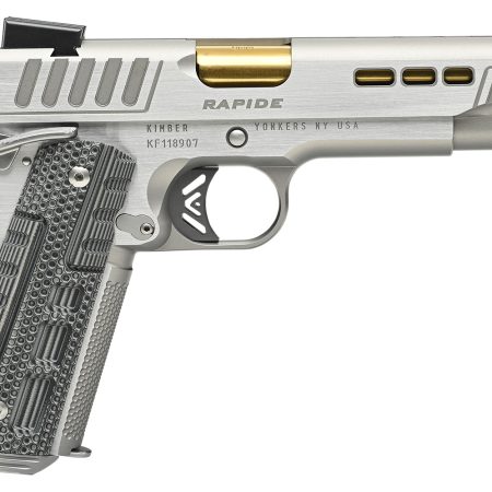 Kimber Mfg.,inc 3000423 Rapide Dawn 45 ACP 8+1 5" Gold TiN Stainless Steel Barrel, Lightening Cut/Serrated Stainless Steel Slide, Stainless Steel Frame w/Beavertail, Black & Gray G10 Grip