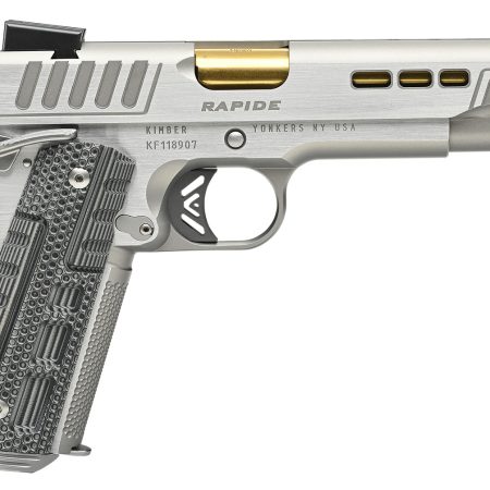 Kimber Mfg.,inc 3000424 Rapide Dawn 10mm Auto 8+1 5" Gold TiN Stainless Steel Barrel, Lightening Cut/Serrated Stainless Steel Slide, Stainless Steel Frame w/Beavertail, Black & Gray G10 Grip
