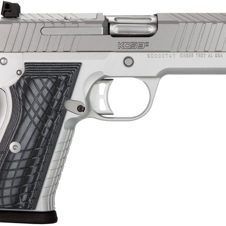 Kimber Mfg.,inc 3100012 KDS9C  9mm 15+1 4.09" KimPro Silver  Front and Rear Serrations Stainless Steel Slide Gray and Black G10 Crosshatch Grip