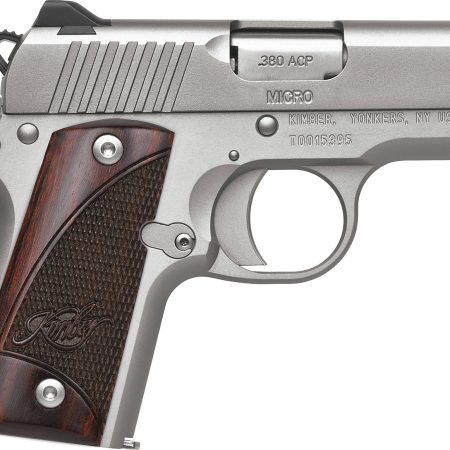 Kimber Mfg.,inc 3300207 Micro Stainless Rosewood NS 380 ACP 7+1 2.75" Stainless Steel Slide Satin Silver Smooth/Checkered Rosewood Grip