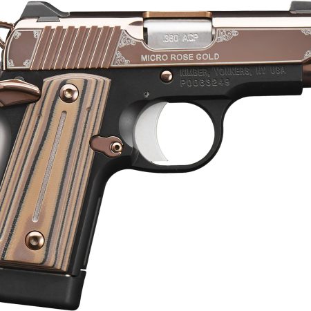 Kimber Mfg.,inc 3300173 Micro Rose Gold NS 380 ACP 7+1 2.75" Rose Gold PVD Coating Steel Slide Matte Black G10 Grip