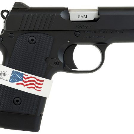Kimber Mfg, Inc 3300244 Micro 9 Liberty Micro Frame 9mm Luger 7+1 3.15" Stainless Ramped Barrel, KimPro II Black Serrated Stainless Steel Slide, Kimpro II Black Aluminum Frame w/Beavertail
