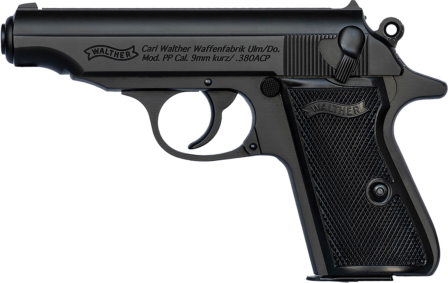 Walther Arms 4796028 PP 380 ACP 7+1 3.90" Black Steel Barrel, Black Serrated Steel Slide, Aluminum Frame w/Beavertail, Textured Grips