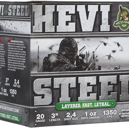 HEVI-Shot HS62024 HEVI-Steel Waterfowl 20Gauge 3" 1oz 2/4Shot 25 Per Box/10 Case