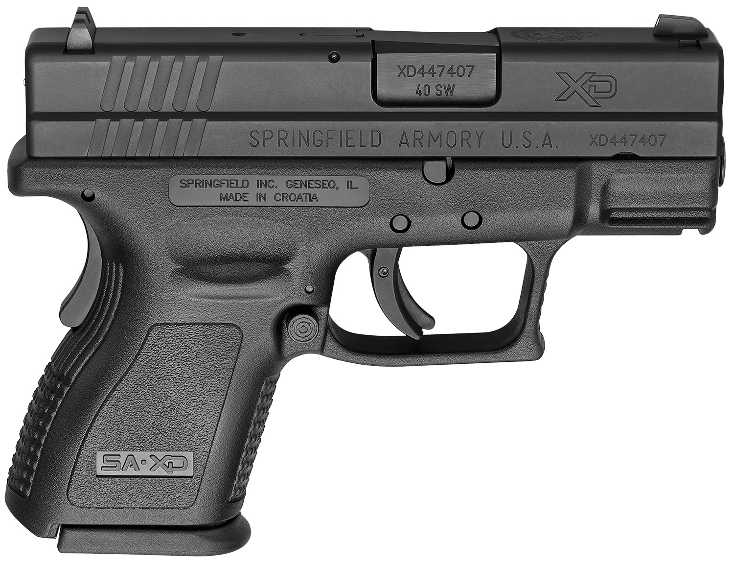 Springfield Armory XD9802HC XD Compact Frame 40 S&W 12+1, 3" Black Melonite Steel Barrel & Serrated Steel Slide, Black Polymer Frame w/Picatinny Rail
