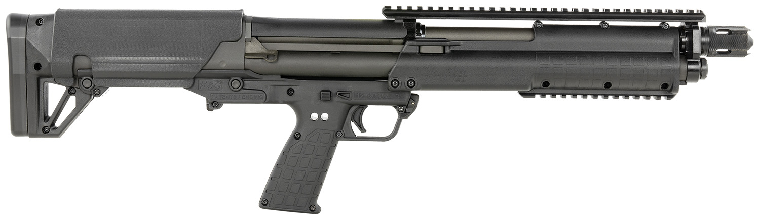Kel-Tec KSGBLKD KSG Defender Bullpup Frame 12 Gauge Pump 3" 7+1 18.50" Black Steel Barrel, Black Picatinny Rail Aluminum Receiver, Black Adj Cheek Riser Polymer Stock, Black Magpul Vertical Grip