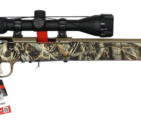 Savage Arms 96867 93 XP 17 HMR 10+1 21" Coyote Tan Cerakote Button-Rifled Barrel & Drilled & Tapped Steel Receiver, Brush Camouflage Fixed Synthetic Stock, Weaver 3-9x40mm