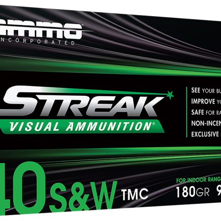 Ammo Inc 40180TMCSTRKGRN50 Streak Visual (GREEN)  40S&W 180gr Total Metal Case 50 Per Box/20 Case