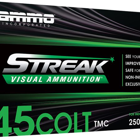 Ammo Inc 45C250TMCSTRKGRN50 Streak Visual (GREEN)  45Colt 250gr Total Metal Case 50 Per Box/20 Case