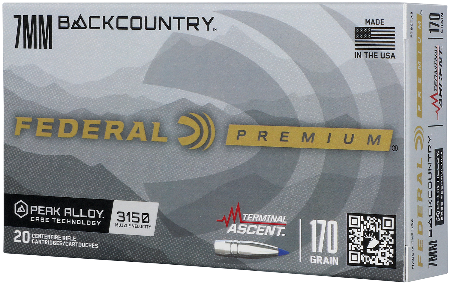 Federal P7BCTA32 BackCountry 7mm BC 170gr Terminal Ascent 20 Per Box/10 Case