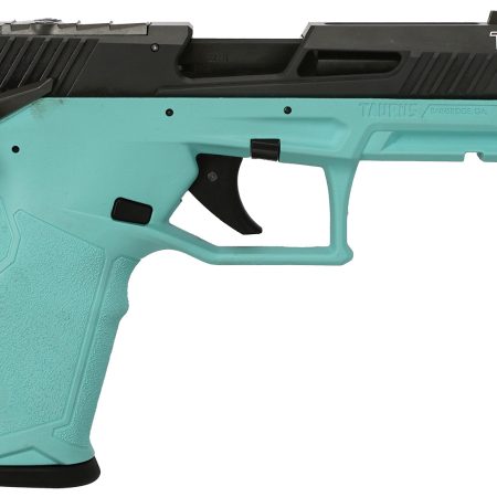 Taurus 1-2TX22P141C-10 TX22 T.O.R.O. 22 LR 10+1 4.60" Matte Black Threaded Barrel, Black Hard Coat Anodized Optic Ready/Serrated Slide, Cyan Polymer Frame w/Picatinny Rail, Textured Grip