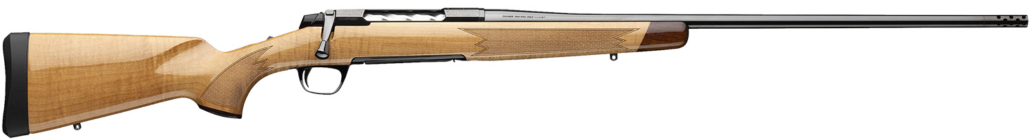 Browning 036080299 X-Bolt 2 Medallion 6.8 Western 3+1 24" Blue Polished Threaded Barrel & Drilled & Tapped Carbon Steel Receiver, Fixed Gloss AAAA Maple Wood Stock, Radial Muzzle Brake