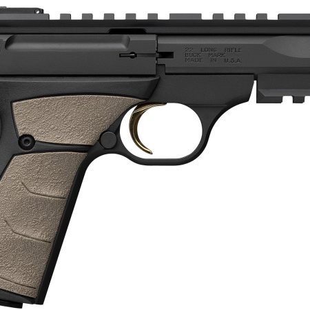 Browning 051601490 Buck Mark Black Label URX 22 LR 10+1 5.50" Matte Blued Contoured Barrel, Matte Black Serrated Slide, Matte Black Aluminum Frame w/Picatinny Rail, FDE UFX Overmolded Grip