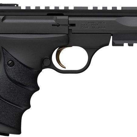 Browning 051602490 Buck Mark Black Label URX 22 LR 10+1 5.50" Matte Blued Contoured Barrel, Matte Black Serrated Slide, Matte Black Aluminum Frame w/Picatinny Rail, Black UFX Overmolded Grip