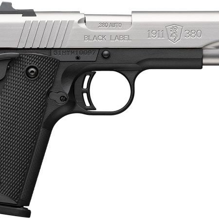 Browning 051118492 1911-380  Full Size 380 ACP 8+1 4.25" Stainless Steel Barrel, Satin Stainless Steel Serrated Slide, Matte Black Aluminum Frame, Black Polymer Grip