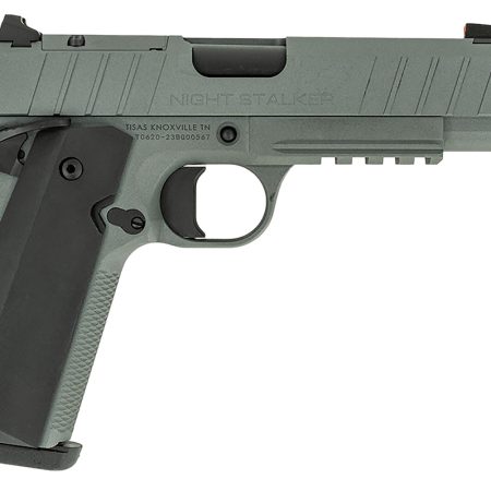 Tisas 10100133 1911 Night Stalker Carry Frame 9mm Luger 10+1 4.25" Black Cerakote Bull Barrel, Gray Cerakote Serrated Steel Slide, Gray Cerakote Steel Frame w/Beavertail & Picatinny Rail