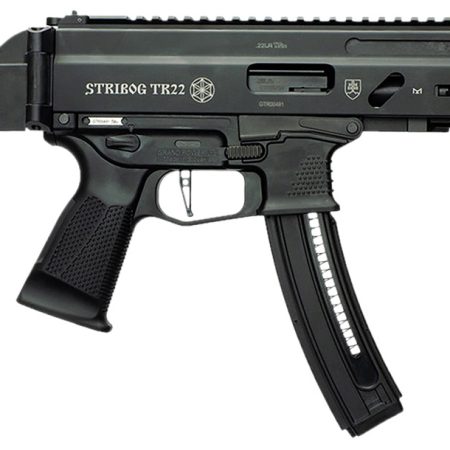 Grand Power 197892004817 TR22 Stribog 22 LR 25+1 8" Black Threaded Barrel, Black Picatinny Rail Receiver, Black Aluminum Frame w/Lower Picatinny Rail, SB Tactical Brace, Black Polymer Grips