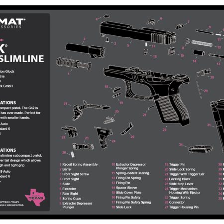 TekMat TEKR17GLOCKG3PNK Glock Gen 3 Cleaning Mat Pink Rubber 11"x17" Glock Gen 3 Parts Diagram