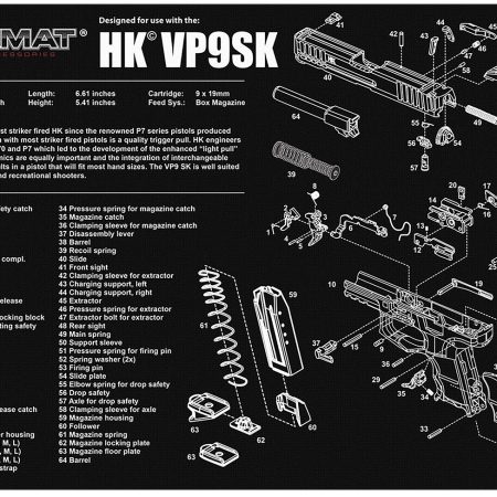 TekMat TEKR17HKVP9SK HK VP9SK Cleaning Mat Black/White Rubber 11"x17" HK VP9SK Parts Diagram