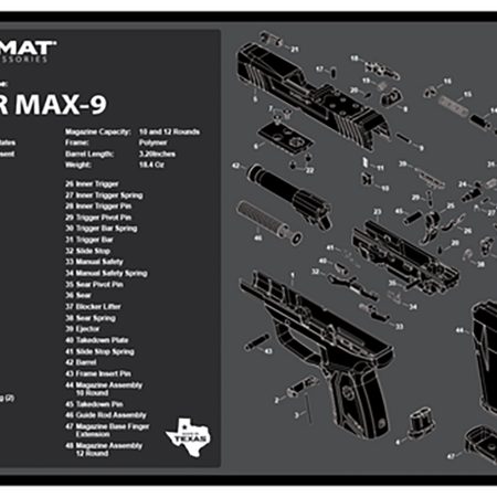 TekMat TEKR17RUGERMAX9 Ruger Max 9 Cleaning Mat Black/White Rubber 11"x17" Ruger Max 9 Parts Diagram