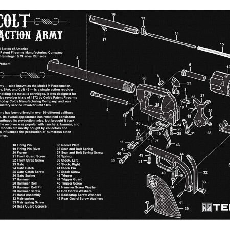 TekMat TEKR17SAA  Cleaning Mat Black/White Rubber 11"x17" Colt Revolver Army Parts Diagram