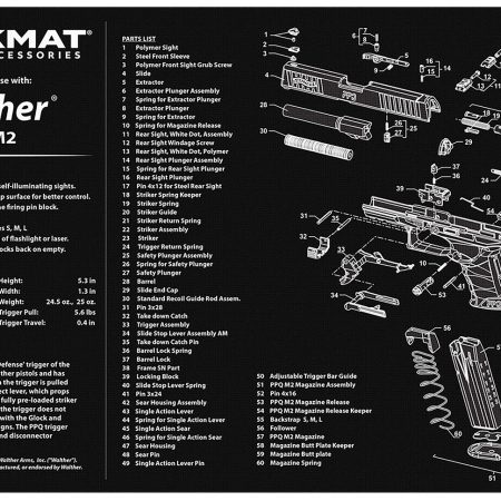 TekMat TEKR17WALPPQM2 Walther PPQ MOD 2 Cleaning Mat Black/White Rubber 11"x17" Walther PPQ MOD 2 Parts Diagram