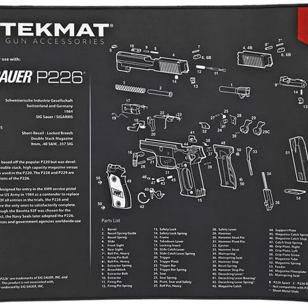 TekMat TEKR20SIGP226 Sig Sauer P226 Ultra 20 Cleaning Mat Black/White Rubber 15"x20" Sig Sauer P226 Parts Diagram