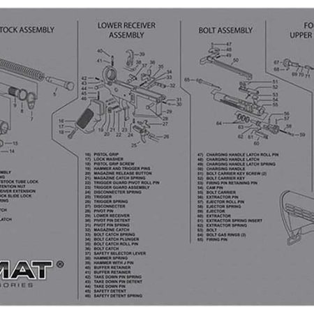 TekMat TEKR36AR15GY AR-15 Cleaning Mat Gray Rubber 12"x36" AR-15 Parts Diagram