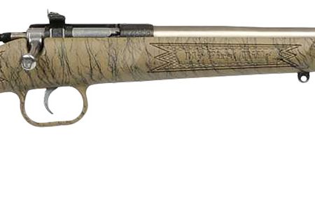 Crickett KSA2443 Gen2  Youth 22 LR 1rd 16.13" Stainless Single Shot Barrel, Stainless Steel Receiver, Tan w/Black Webbing Fixed Synthetic Stock