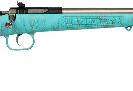 Crickett KSA2446 Gen2  Youth 22 LR 1rd 16.13" Stainless Single Shot Barrel, Stainless Steel Receiver, Blue w/Gold Webbing Fixed Synthetic Stock