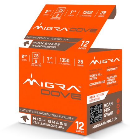 Migra Ammunitions M12UD75-9  Dove 12Gauge 2 3/4" 1 1/4oz 7.5/9Shot 25 Per Box/10 Case