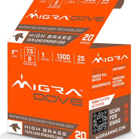 Migra Ammunitions M20LF7.5-9  Dove 20Gauge 2 3/4" 1oz 7.5/9Shot 25 Per Box/10 Case