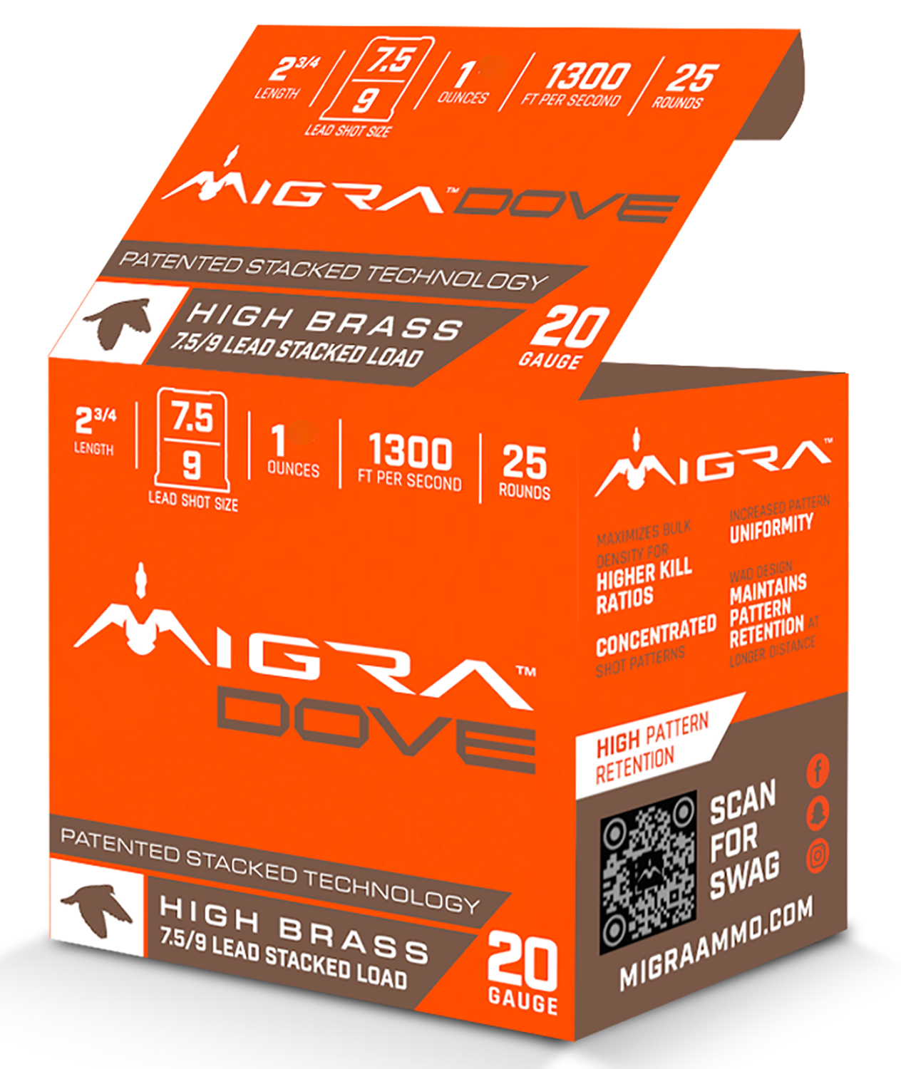 Migra Ammunitions M20LF7.5-9 Dove 20Gauge 2 3/4" 1oz 7.5/9Shot 25 Per Box/10 Case