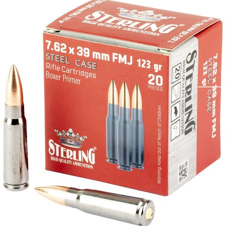 Sterling 8698779971205 Centerfire Rifle  7.62X39 123gr Full Metal Jacket 20 Per Box/50 Case