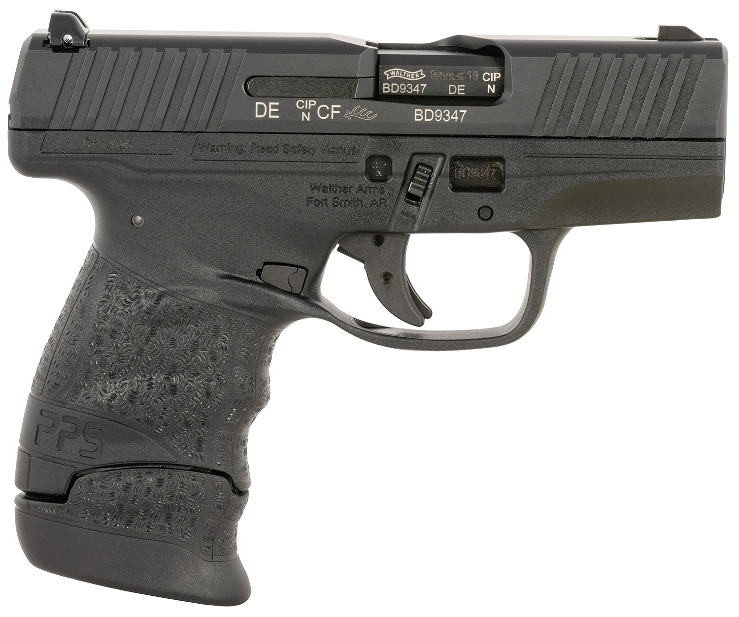 Walther Arms 28902532 PPS M2 Carry Frame 9mm Luger 8+1 3.20" Steel Barrel, Black Polymer Frame
