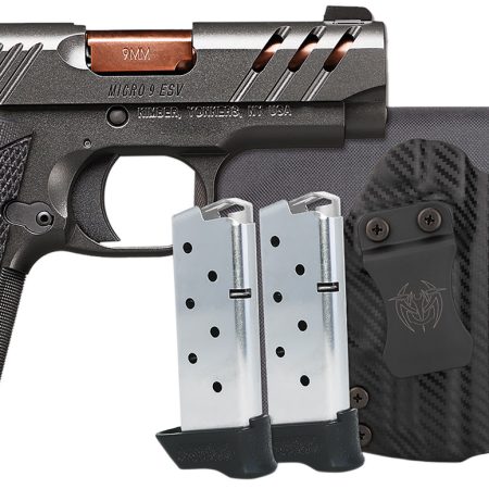 Kimber Mfg, Inc 3300254 Micro 9 Bundle 7+1 3.15" Rose Copper TiN Match Grade Barrel, KimPro II Gray Lightening Cut/Serrated Stainless Steel Slide, Kimpro II Gray Aluminum Frame, Black G10 Grip