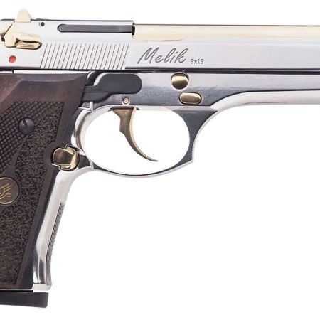 Derya Firearms 10L.MELIK9.NG.TR Melik  9mm Luger 10+1 4.90" Gold TiN Steel Barrel, Black Melonite Serrated Steel Slide,  Black Aluminum Frame, Black Polymer Grip