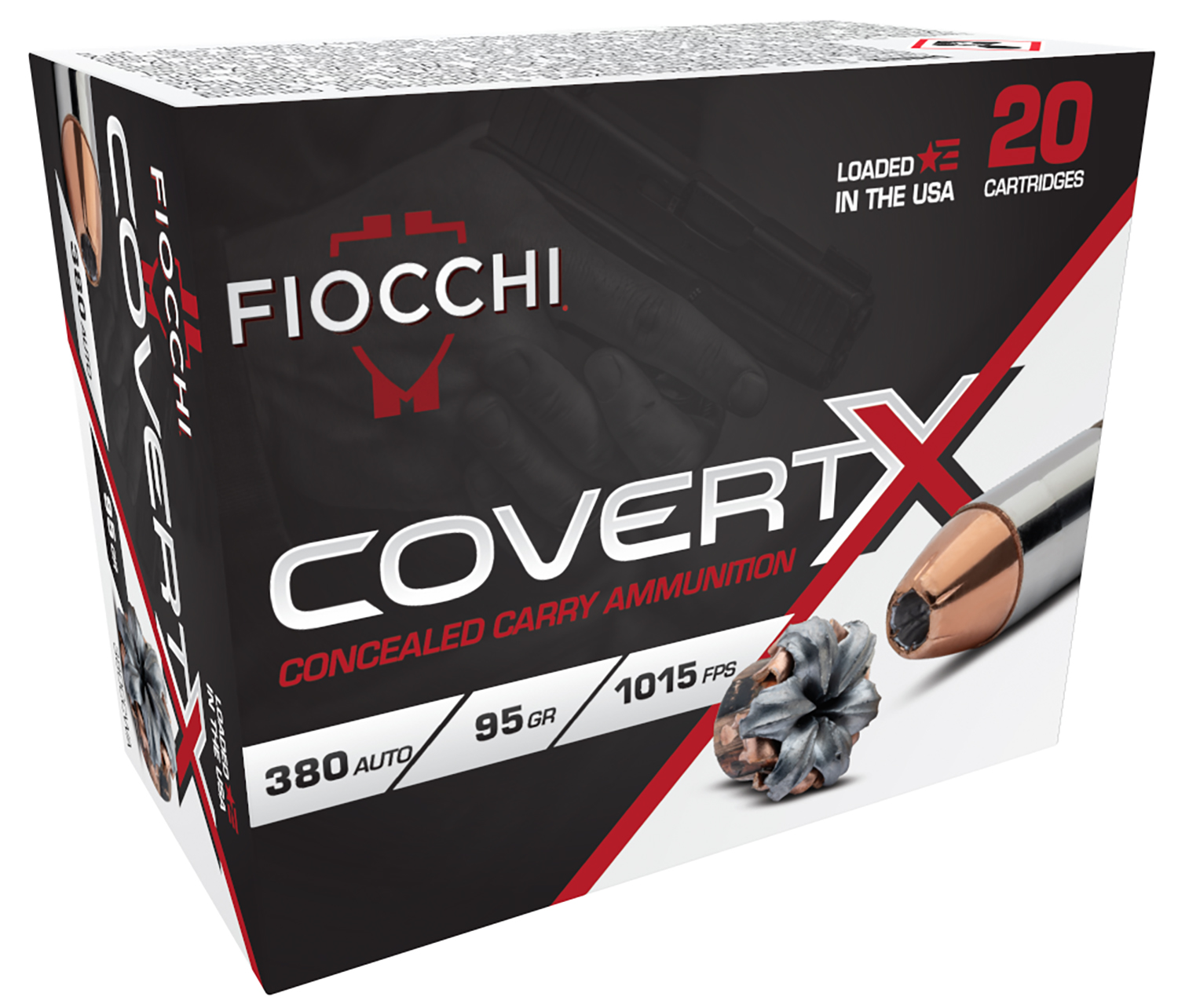 Fiocchi 380CCWA CovertX 380ACP 95gr Jacketed Hollow Point 20 Per Box/10 Case