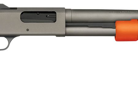 Mossberg 50791 590A1  12 Gauge Pump 3" 6+1 18.50" Tungsten Gray Cerakote Heavy Walled Barrel, Tungsten Gray Cerakote Steel Drilled & Tapped Receiver, Magpul SGA Safety Orange Synthetic Stock