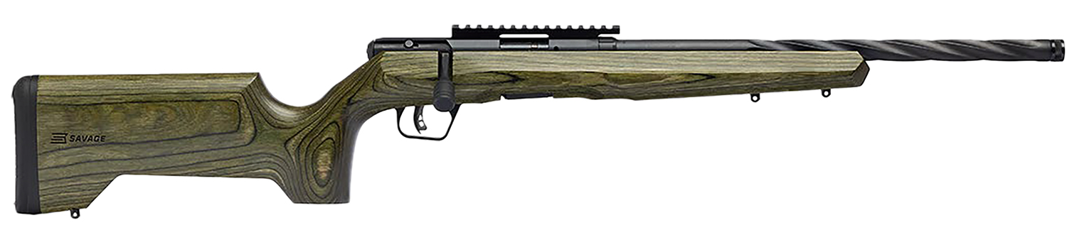 Savage Arms 70551 B Series Full Size 22 WMR 9+1 18" Matte Black Spiral Fluted Threaded Barrel, Matte Black Carbon Steel Receiver w/Picatinny Rail, OD Green Fixed Laminate Stock, Right Hand
