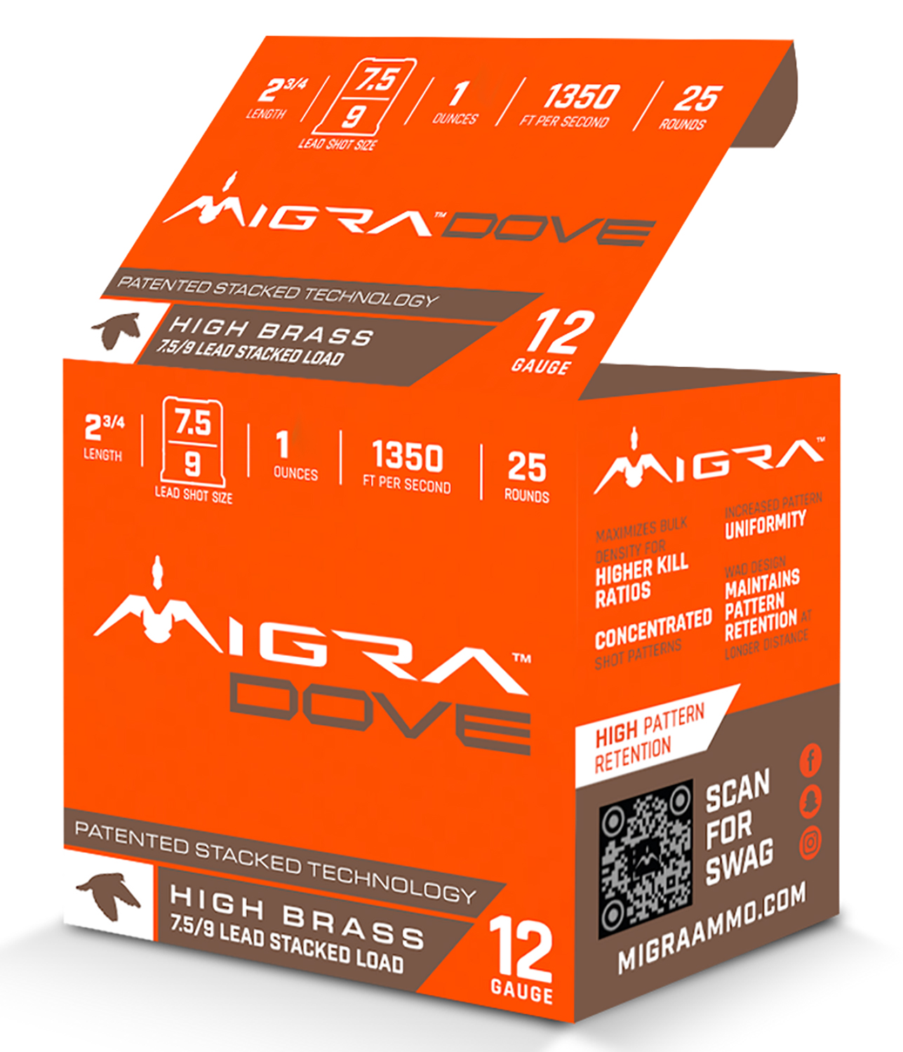 Migra Ammunitions M12LF7.59 Dove 12Gauge 2 3/4" 1oz 7.5/9Shot 25 Per Box/10 Case