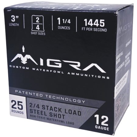 Migra Ammunitions M12SS24 Staxd  12Gauge 3" 1 1/4oz 2/4 Shot 25 Per Box/10 Case