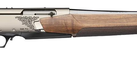 Browning 039009218 BAR MK4 Medallion 308 Win 4+1 22" Polished Blued Fluted Barrel, Satin Nickel Engraved Aluminum Alloy Drilled & Tapped Receiver, Grade III Turkish Walnut Adj Shim Stock