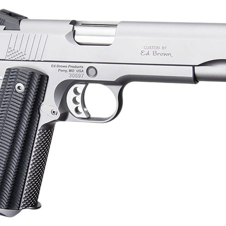 Ed Brown BASESS2A 1911 2nd Amendment 45 ACP 5" Stainless Steel Barrel, Serrated Slide & Frame, Black Alien G10 Grip, Right Hand