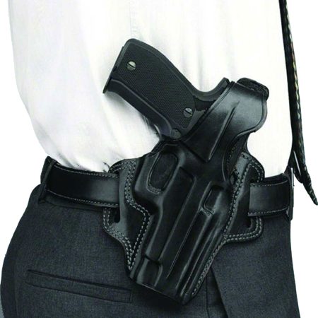 Galco FL226B Fletch  OWB Black Leather Belt Slide Compatible w/Glock 19 Gen1-5/19X/23 Gen2-5/32/45 Belt Up to 1.75" Wide Right Hand