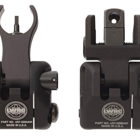 LWRC 2000065A01 Skirmish Back Up Iron Sights Set  Black Folding for AR-15