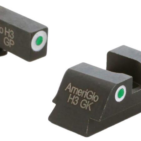 AmeriGlo GL430 Classic Tritium Sight Set for Glock  Green Tritium White Outline Front Sight-Green Tritium White Outline Rear Sight