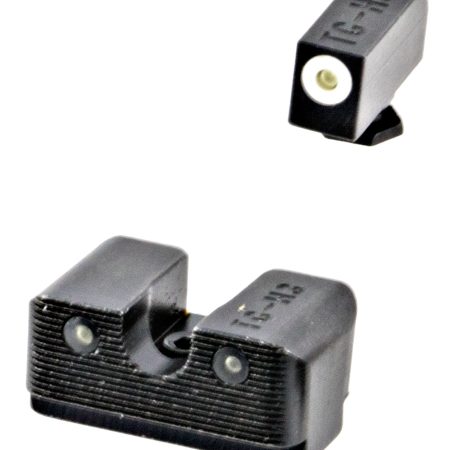 TruGlo TG231G2W Tritium Pro  High, White Outline Tritium Front/ Green Tritium Rear/Black Nitride Fortress Frame, Compatible w/Most Glock Except MOS, Front Post/Rear Dovetail Mount
