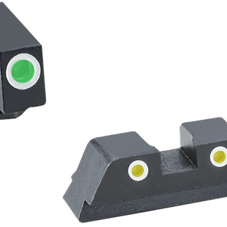 TruGlo TG231G1AW Tritium Pro  White Outline Tritium Front/Green Tritium Rear/Black Nitride Fortress Frame,Compatible w/Glock 42/43/43X/48 Except MOS, Front Post/Rear Dovetail Mount